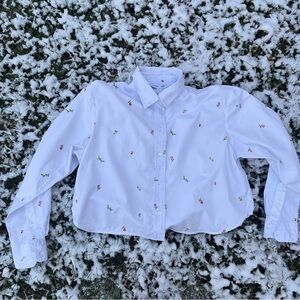 Old Navy White Kids Shirt with Floral Embroidery